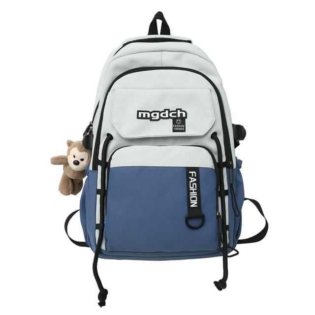 / Charm Tone Laptop Two Set Bag Lettering Nylon Print Tote Backpack