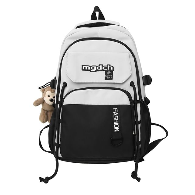 / Charm Tone Laptop Two Set Bag Lettering Nylon Print Tote Backpack