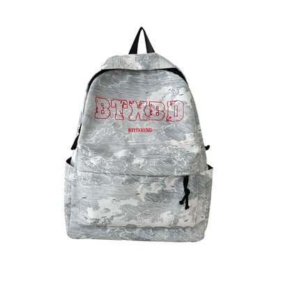 Backpack Print Lettering Charm Bag Laptop Nylon / Set