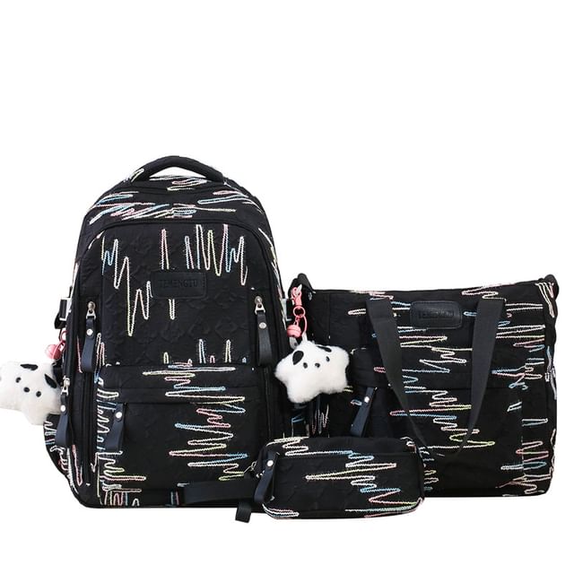 Bag Case Backpack Laptop Nylon Charm Tote Pencil Set Embroidered /