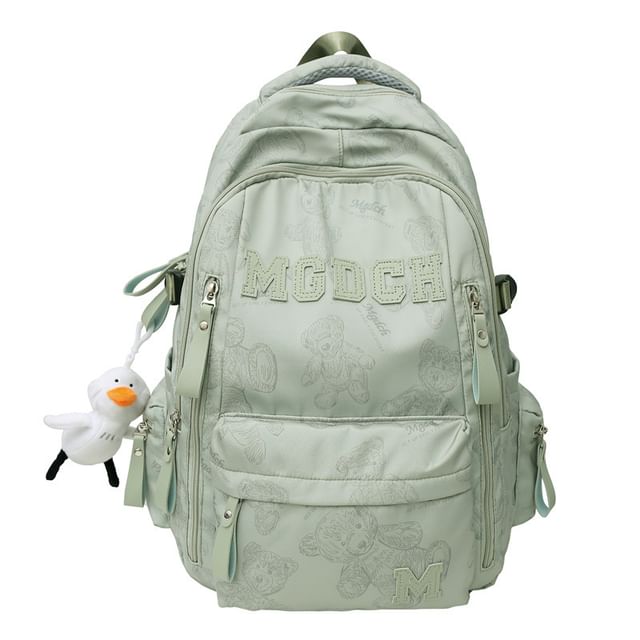 Nylon Set Backpack Applique Laptop / Bag Tote Bear Charm Lettering Print