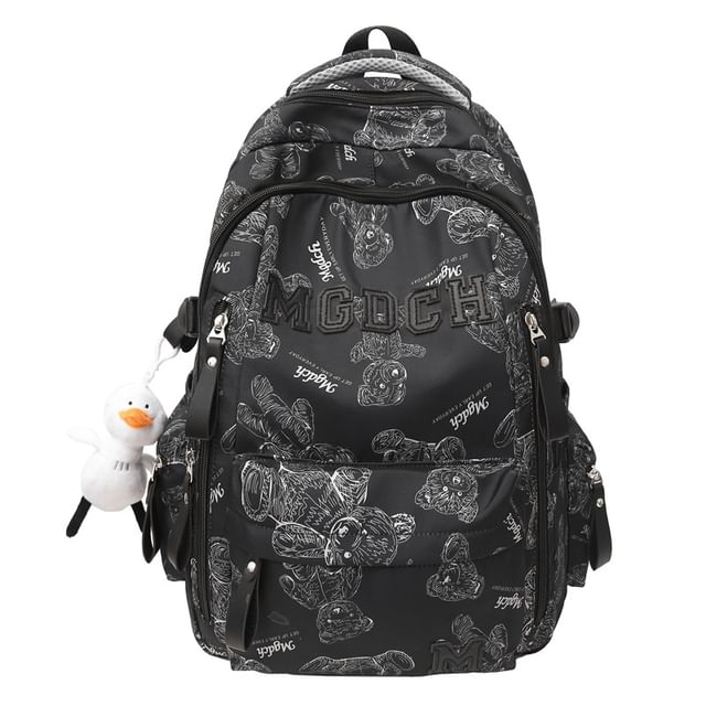 Nylon Set Backpack Applique Laptop / Bag Tote Bear Charm Lettering Print
