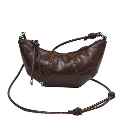 Leather Plain Bag Faux Crossbody