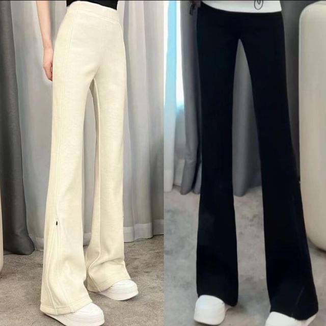 High Rise Plain Straight-Fit Boot-Cut Sweatpants