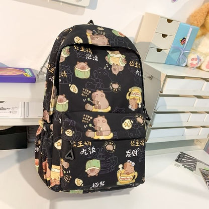 Capybara Print Nylon Backpack