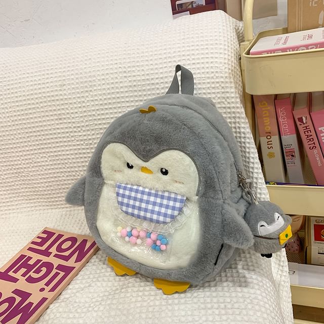 Penguin PVC Panel Fluffy Backpack