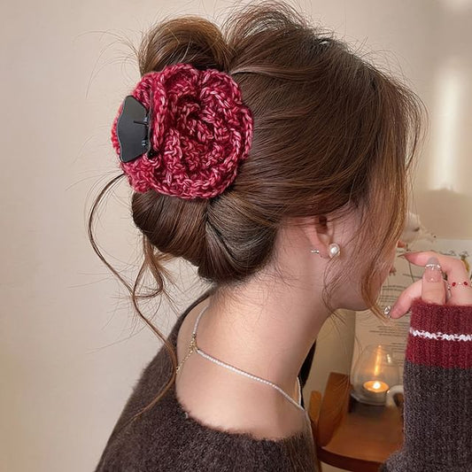 Floral Yarn Acrylic Hair Claw Clip