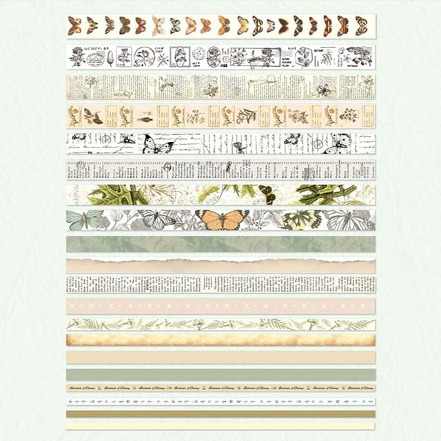 Set of 20: Vintage Print Masking Tape