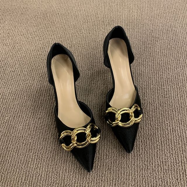 Chained Pumps Toe Stiletto Pointed D'Orsay
