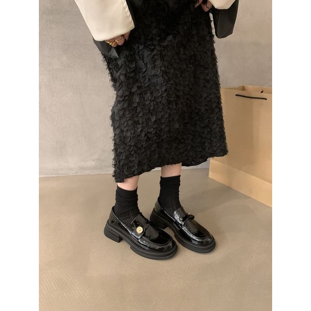 Loafers Faux Accent Metal Platform Leather