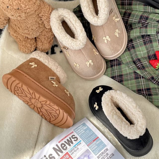 Boots Fleece-Lined Platform Bow Short Snow