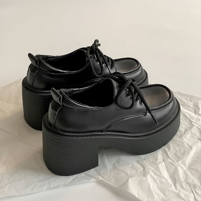 Derby Platform Shoes Chunky Heel Lace-Up