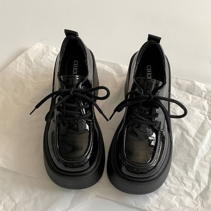Derby Platform Shoes Chunky Heel Lace-Up