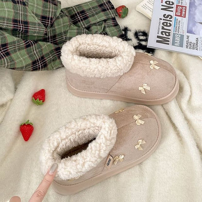 Boots Fleece-Lined Platform Bow Short Snow