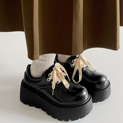 Platform Derby Lace-Up Shoes