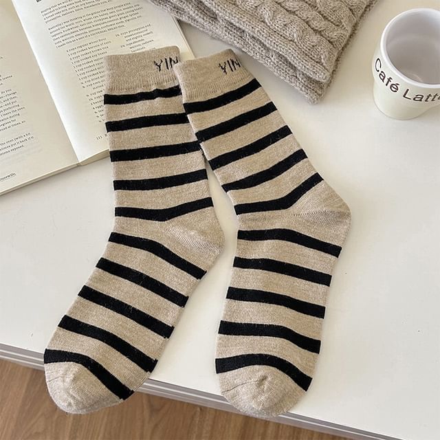 Striped Lettering Socks