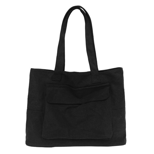 Canvas Pocket Bag Plain Flap Tote