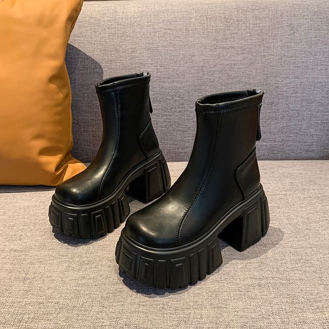 Boots Platform Short Leather Faux