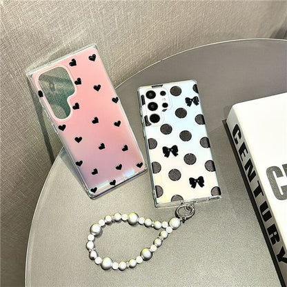Heart / Polka Dot Bead Strap Phone Case
