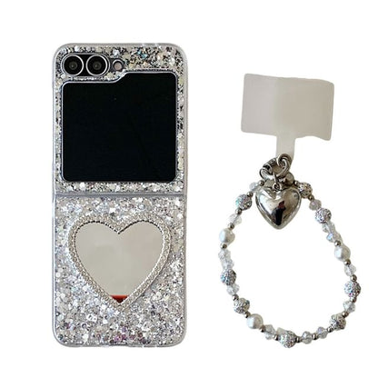 Glitter Heart Mirrored Phone Case / Strap / Set