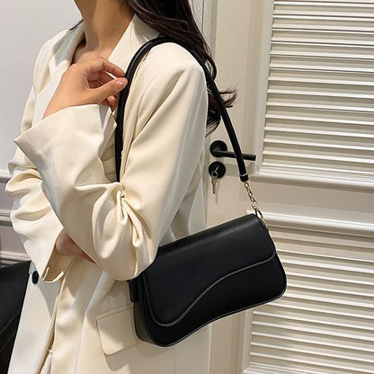 Asymmetrical Shoulder Leather Faux Bag