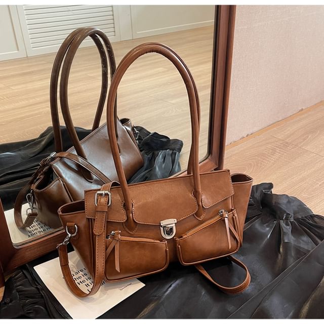 Tote Multi-Pocket Faux Bag Leather