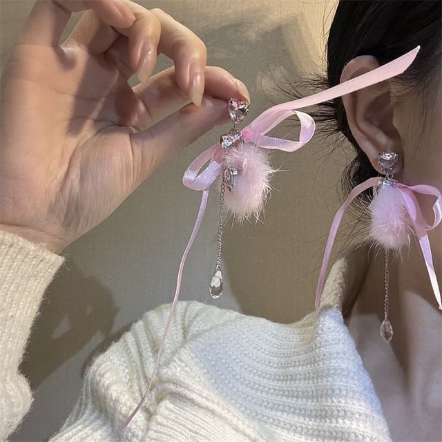 Earring Dangle Rhinestone Bowknot