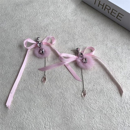 Earring Dangle Rhinestone Bowknot