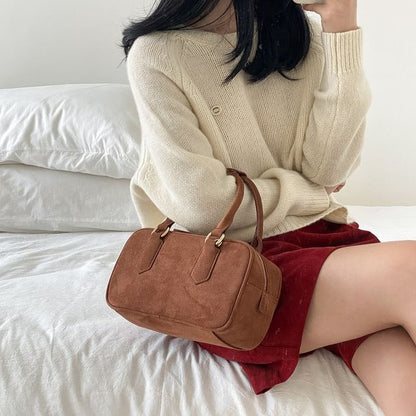 Faux Handle Top Suede Bag Crossbody