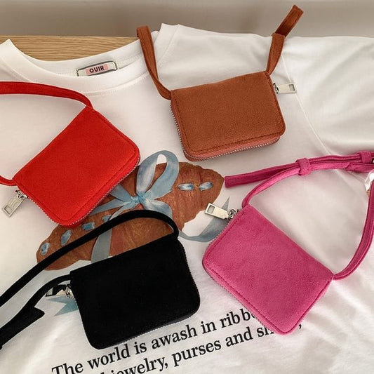 Plain Suede Crossbody Faux Bag