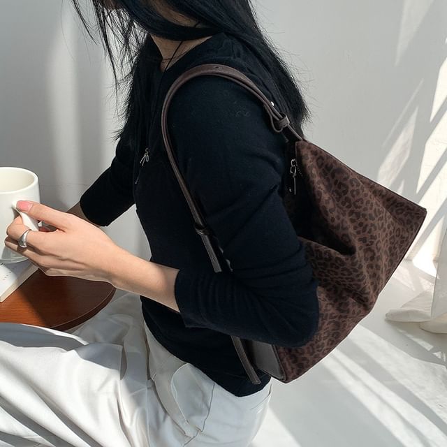 Crossbody Bag Print Faux Leather Leopard