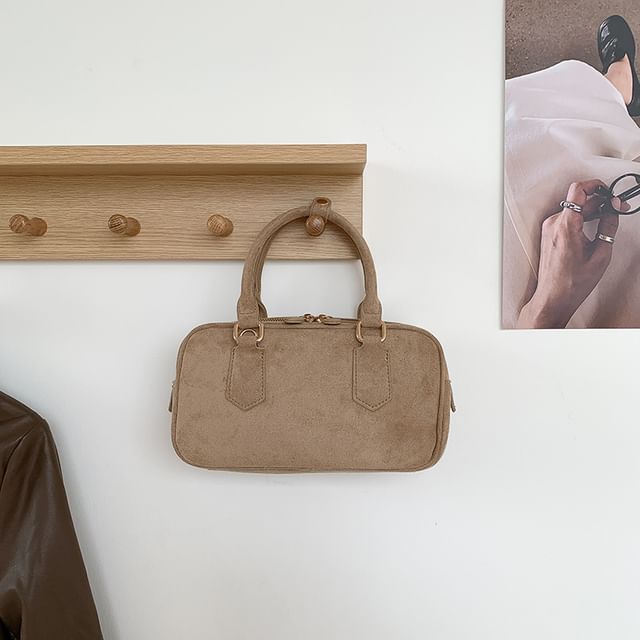 Faux Handle Top Suede Bag Crossbody