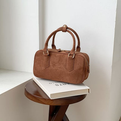 Faux Handle Top Suede Bag Crossbody