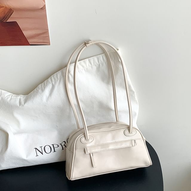 Plain Faux Leather Bowler Bag