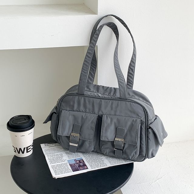 Plain Buckled Carryall Nylon Bag