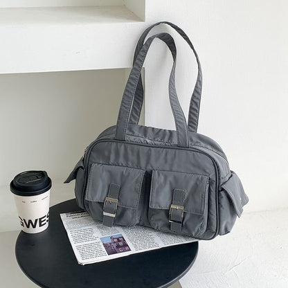 Plain Buckled Carryall Nylon Bag