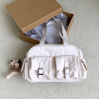 Plain Buckled Carryall Nylon Bag