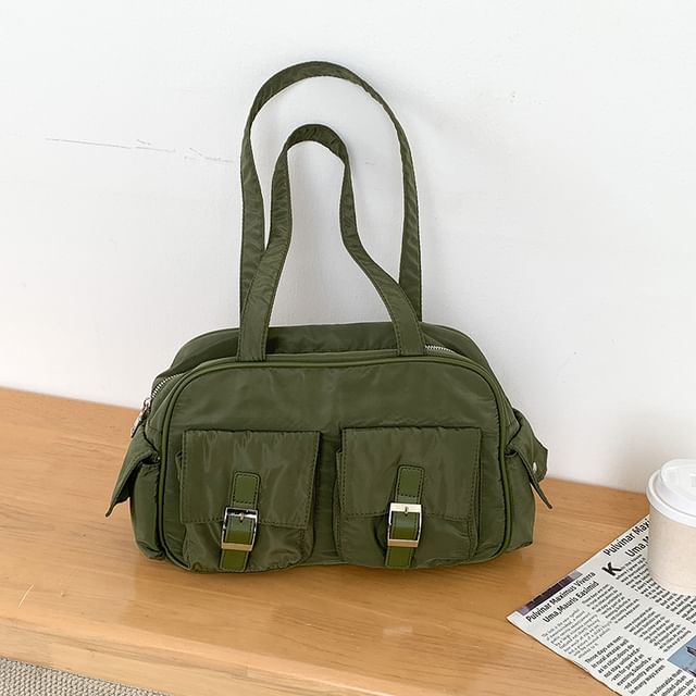Plain Buckled Carryall Nylon Bag