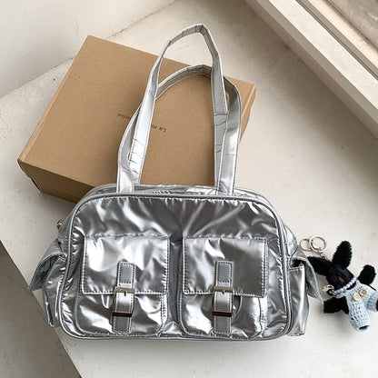 Plain Buckled Carryall Nylon Bag