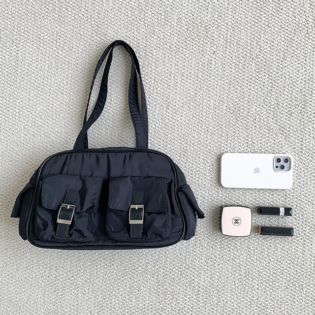 Plain Buckled Carryall Nylon Bag