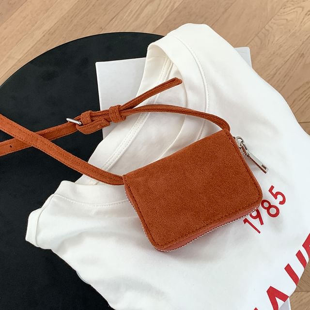 Plain Suede Crossbody Faux Bag