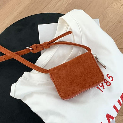 Plain Suede Crossbody Faux Bag