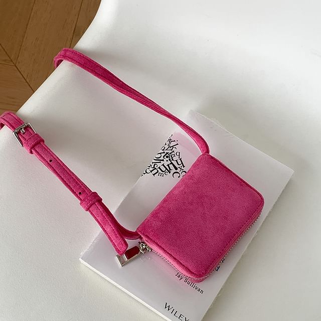 Plain Suede Crossbody Faux Bag