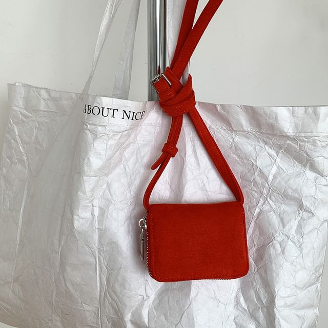 Plain Suede Crossbody Faux Bag