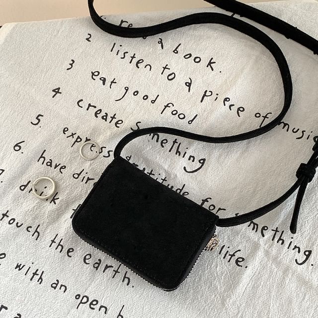 Plain Suede Crossbody Faux Bag