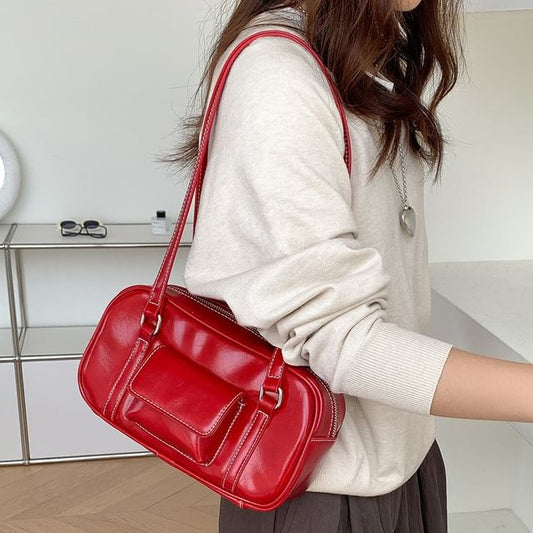 Faux Bag Shoulder Plain Leather