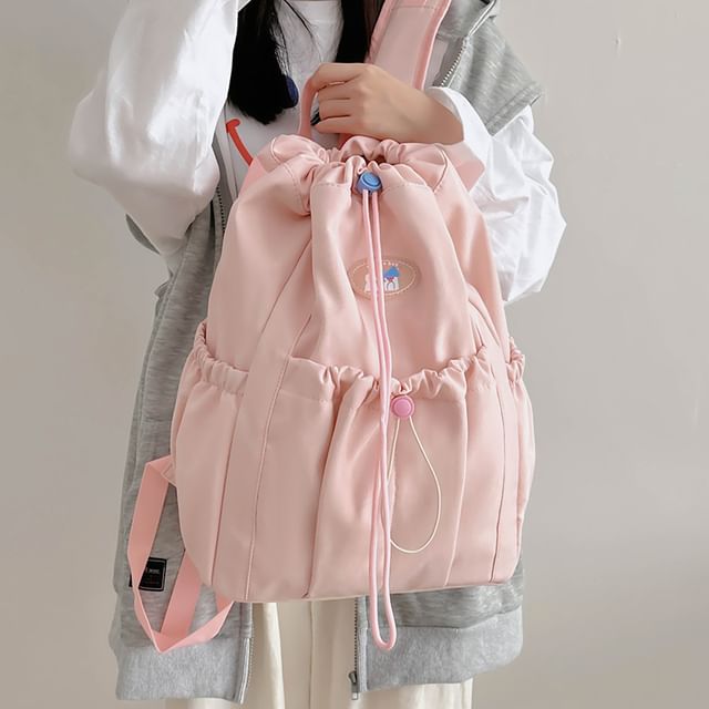 Drawstring Backpack Nylon Applique