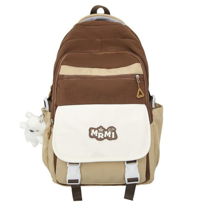 Applique Backpack / Set Lettering Charm Bag Nylon Buckled