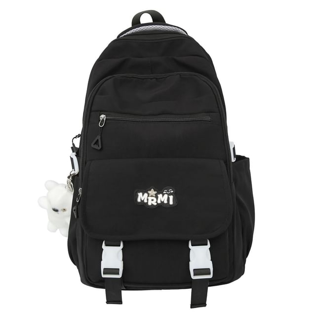 Applique Backpack / Set Lettering Charm Bag Nylon Buckled