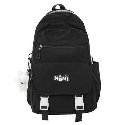 Applique Backpack / Set Lettering Charm Bag Nylon Buckled